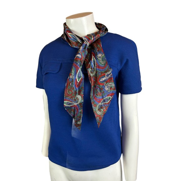 1960s Mod Jonathan Logan Cropped Top Paisley Scarf S/S / Women’s Small * - Picture 3 of 4